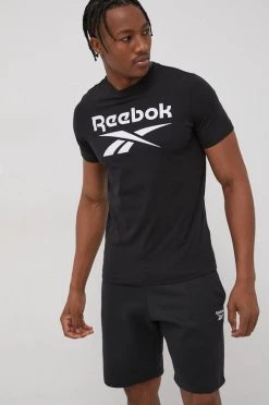 Ανδρικά Μπλουζάκια Βαμβακερό μπλουζάκι Reebok μαύρο