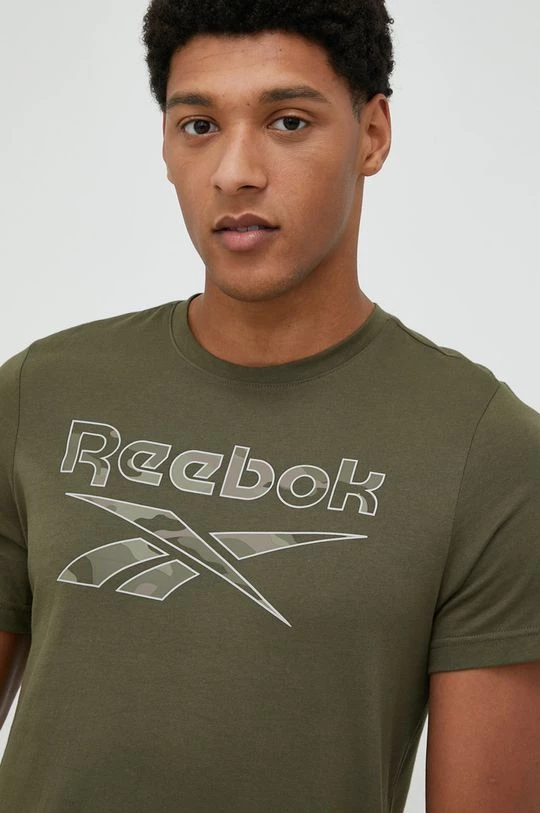 Ανδρικά Μπλουζάκια Βαμβακερό μπλουζάκι Reebok πράσινο - Image 3