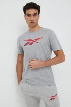 Ανδρικά Μπλουζάκια Βαμβακερό μπλουζάκι Reebok γκρι