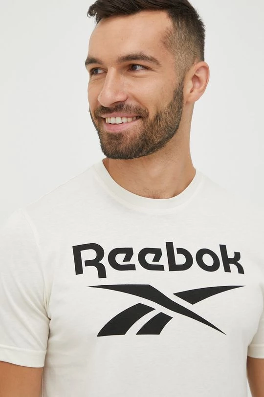 Ανδρικά Μπλουζάκια Βαμβακερό μπλουζάκι Reebok μπεζ - Image 4