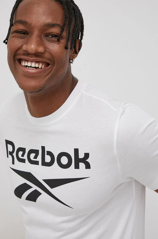Ανδρικά Μπλουζάκια Βαμβακερό μπλουζάκι Reebok άσπρο - Image 4