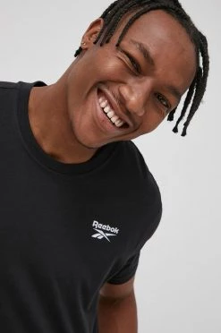 Ανδρικά Μπλουζάκια Βαμβακερό μπλουζάκι Reebok μαύρο