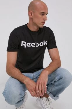 Ανδρικά Μπλουζάκια Βαμβακερό μπλουζάκι Reebok μαύρο