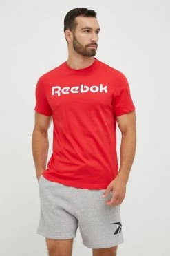 Ανδρικά Μπλουζάκια Βαμβακερό μπλουζάκι Reebok κόκκινο