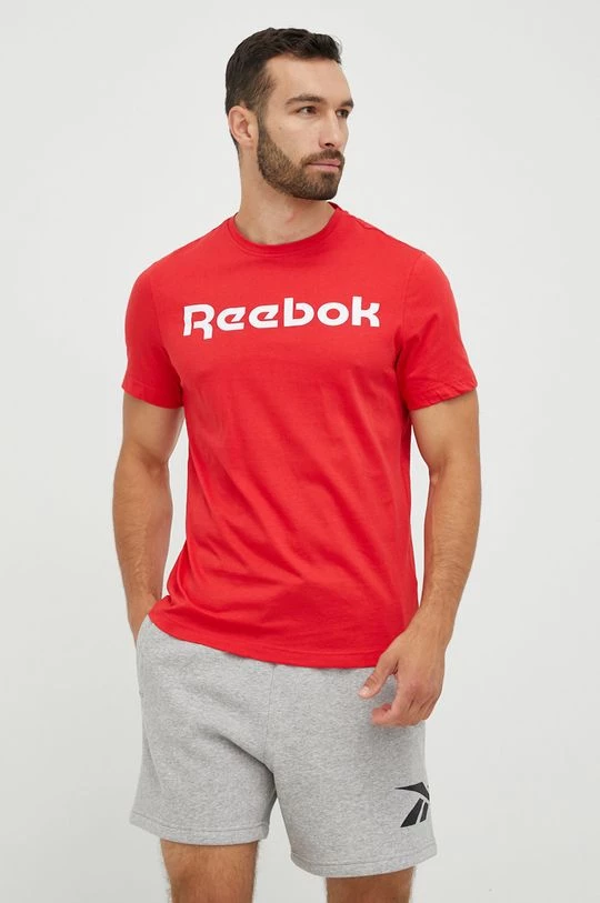 Ανδρικά Μπλουζάκια Βαμβακερό μπλουζάκι Reebok κόκκινο