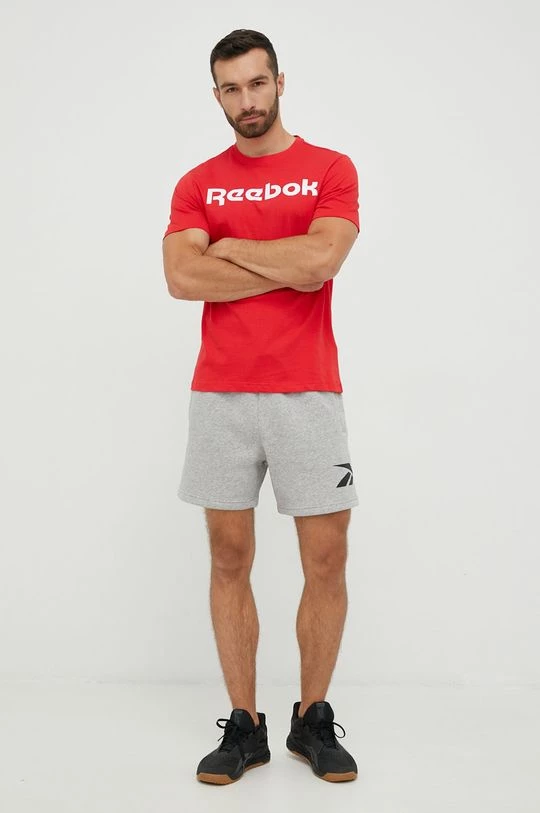 Ανδρικά Μπλουζάκια Βαμβακερό μπλουζάκι Reebok κόκκινο - Image 2
