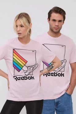 Κοντομάνικο Βαμβακερό μπλουζάκι Reebok ροζ