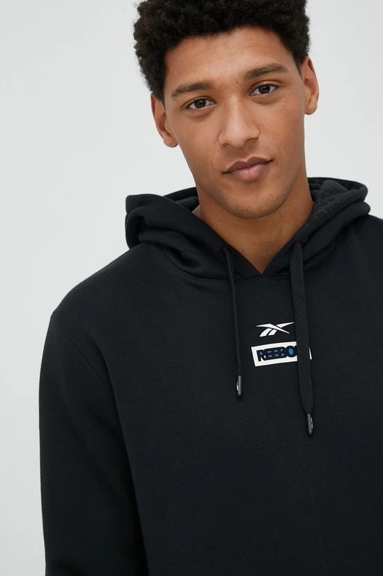 Ανδρικά Χωρίς φερμουάρ Μπλούζα Reebok μαύρο, με κουκούλα - Image 3