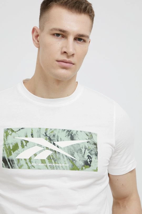 Ανδρικά Μπλουζάκια Βαμβακερό μπλουζάκι Reebok άσπρο - Image 4