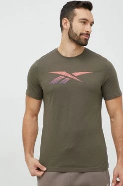 Ανδρικά Μπλουζάκια Βαμβακερό μπλουζάκι Reebok πράσινο