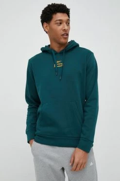 Ανδρικά Χωρίς φερμουάρ Μπλούζα Reebok πράσινο, με κουκούλα