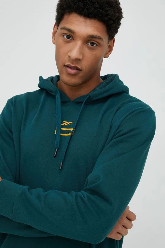 Ανδρικά Χωρίς φερμουάρ Μπλούζα Reebok πράσινο, με κουκούλα - Image 3