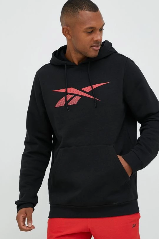 Ανδρικά Χωρίς φερμουάρ Μπλούζα Reebok μαύρο, με κουκούλα - Image 2