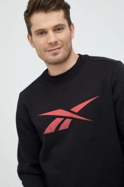 Ανδρικά Χωρίς φερμουάρ Μπλούζα Reebok μαύρο,
