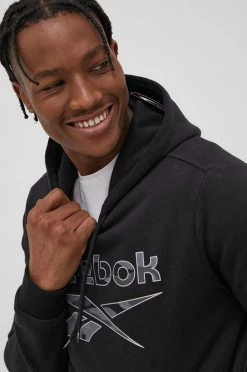 Ανδρικά Χωρίς φερμουάρ Μπλούζα Reebok χρώμα: μαύρο