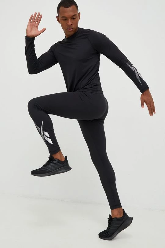 Ανδρικά Λειτουργικά εσώρουχα Reebok λειτουργικό μακρυμάνικο πουκάμισο μαύρο - Image 2